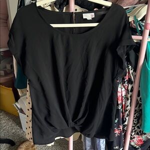 SO Black Tie Front Blouse